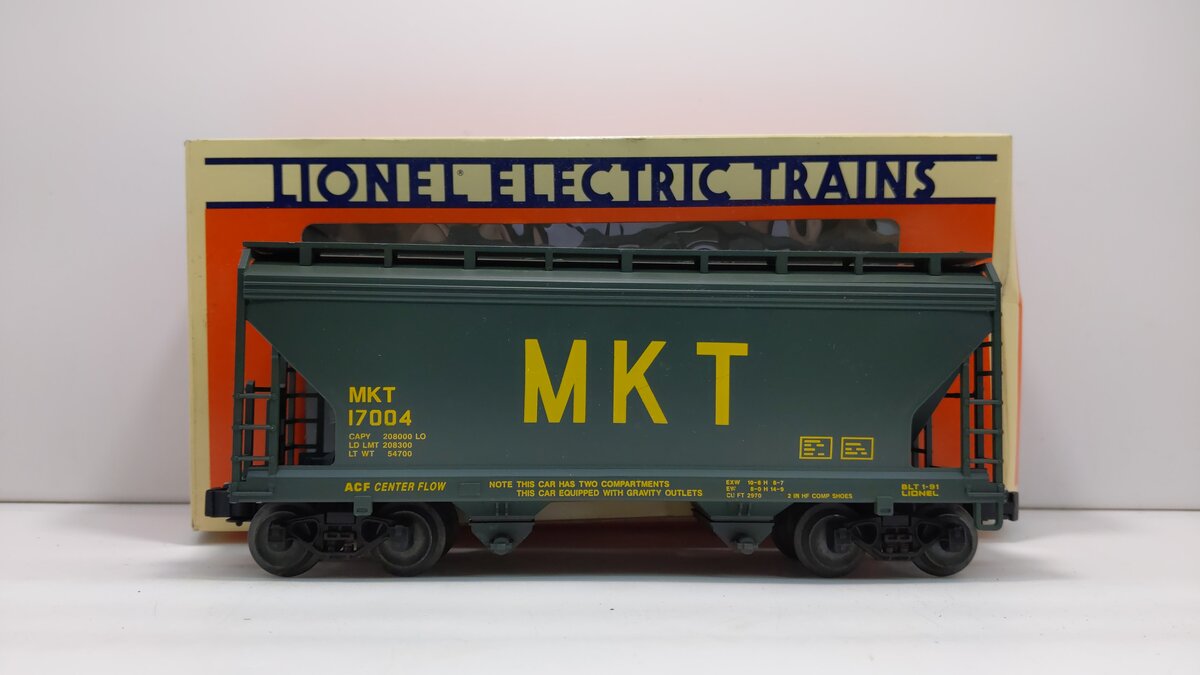 Lionel 6-17004 O Gauge MKT Centerflow 2-Bay Covered Hopper LN/Box
