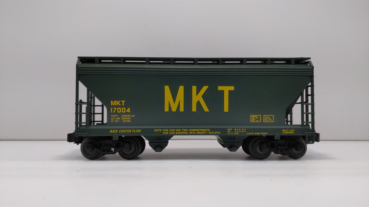 Lionel 6-17004 O Gauge MKT Centerflow 2-Bay Covered Hopper LN/Box