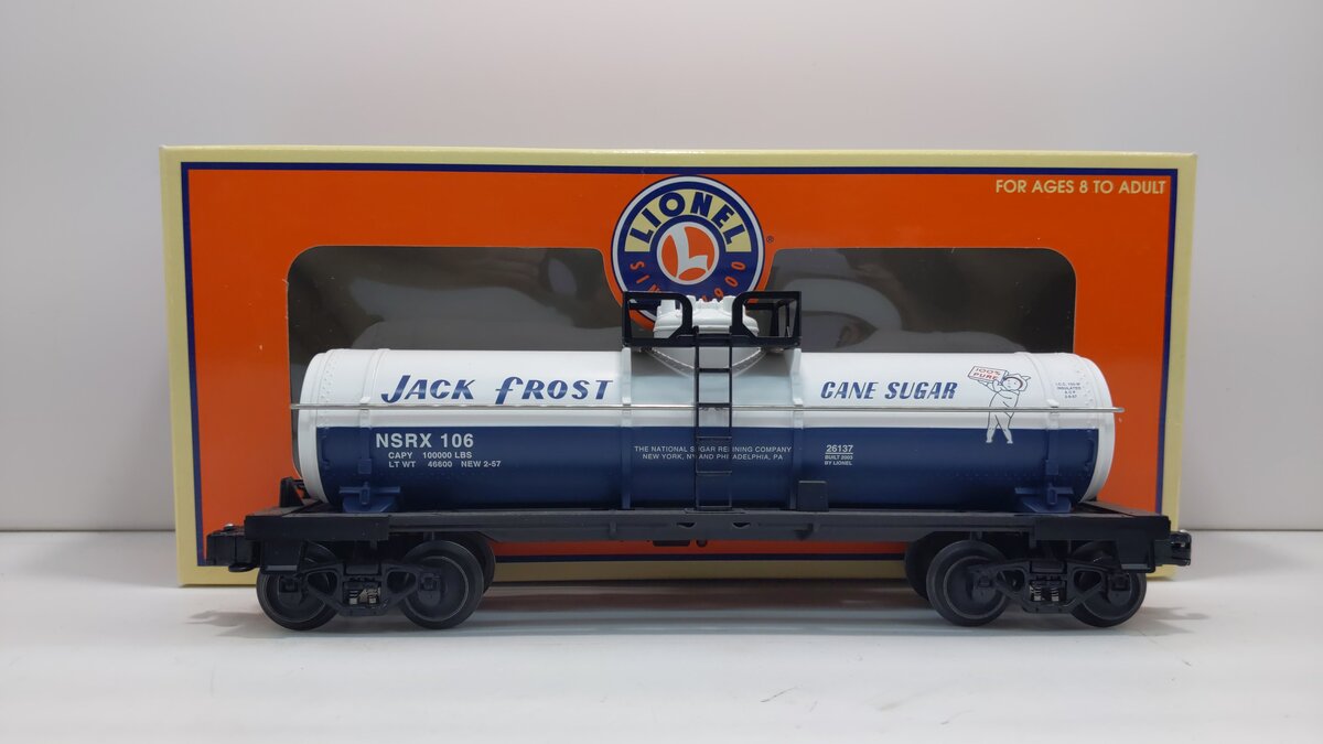 Lionel 6-26137 O Gauge Jack Frost Single Dome Tank Car #106 LN/Box