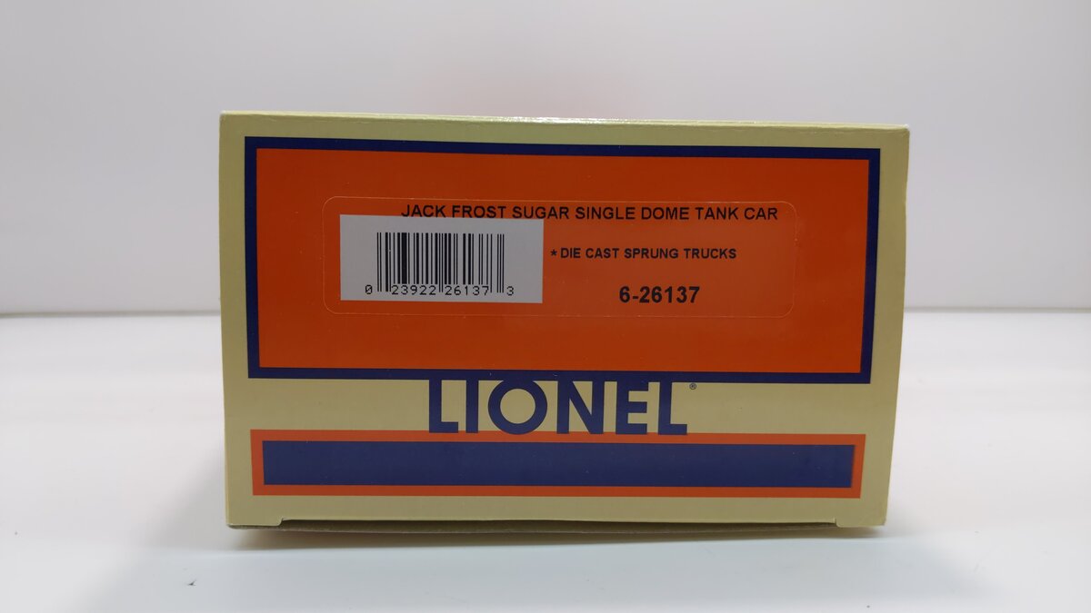 Lionel 6-26137 O Gauge Jack Frost Single Dome Tank Car #106 LN/Box