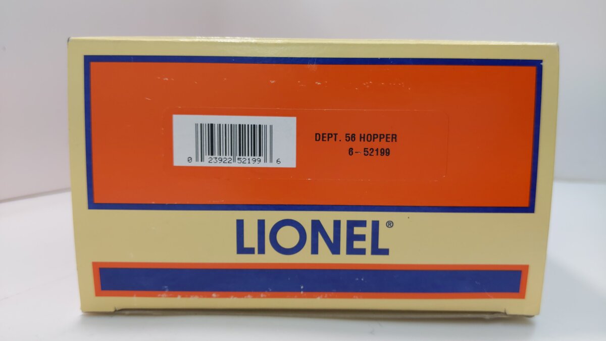 Lionel 6-52199 O Gauge Dept. 56 4-Bay Snow Hopper #6756 EX/Box