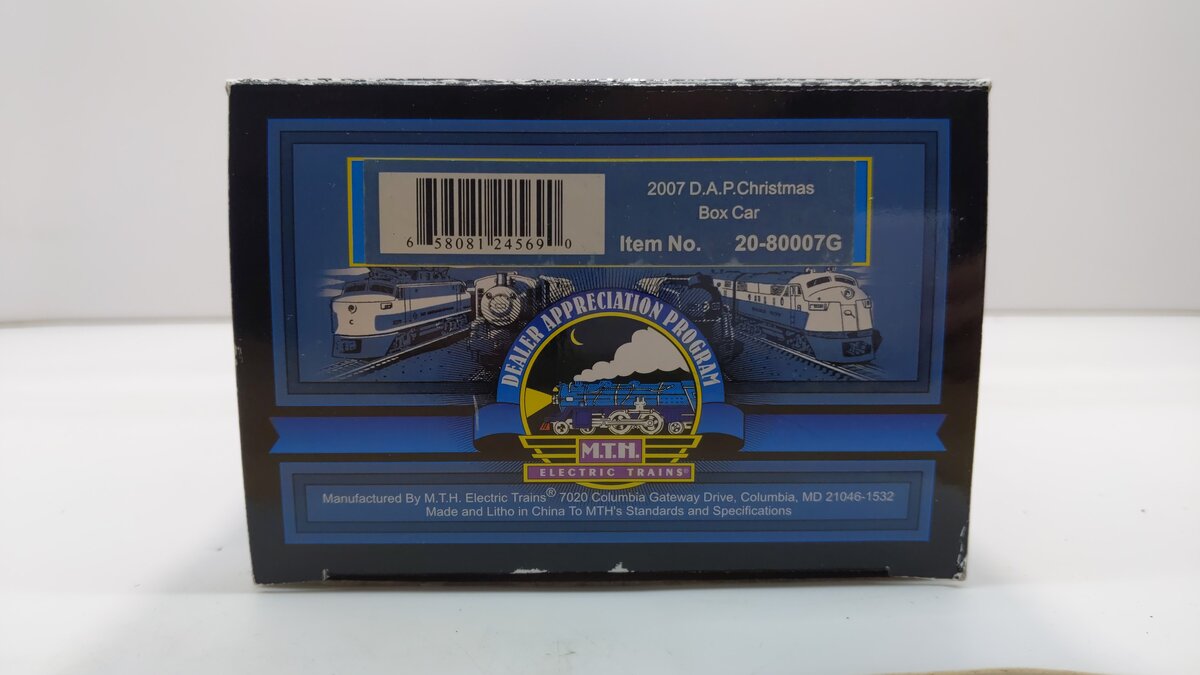 MTH 20-80007G O Gauge 2007 DAP Christmas Boxcar LN/Box