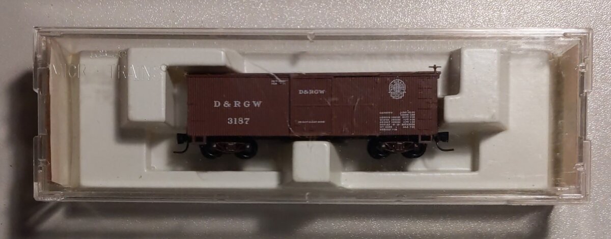 Micro-Trains 80000010 Nn3 D&RGW 30' Wood Sheathed Single Door Boxcar #3187 LN/Box