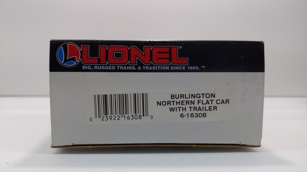 Lionel 6-16308 O Gauge Burlington Northern Flatcar w/Trailer #298224 LN/Box