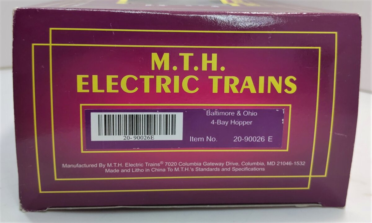 MTH 20-90026E O Gauge Baltimore & Ohio 4-Bay Hopper #125558 LN/Box
