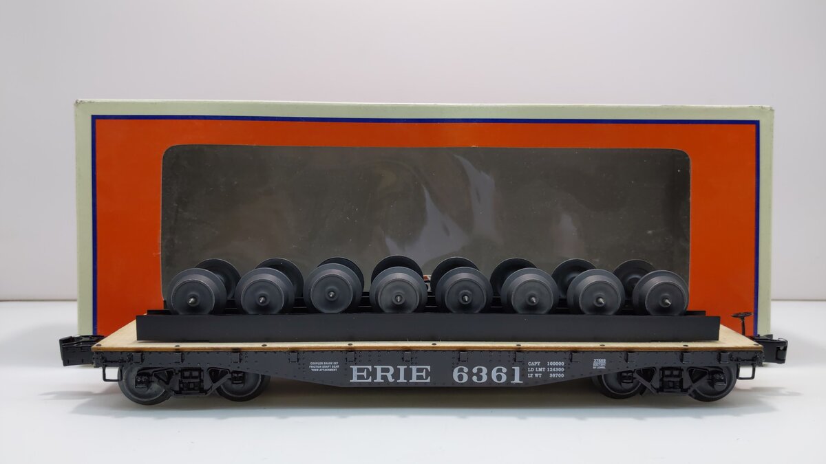 Lionel 6-27889 O Erie 40' Flatcar w/Wheel Load #6361 LN/Box