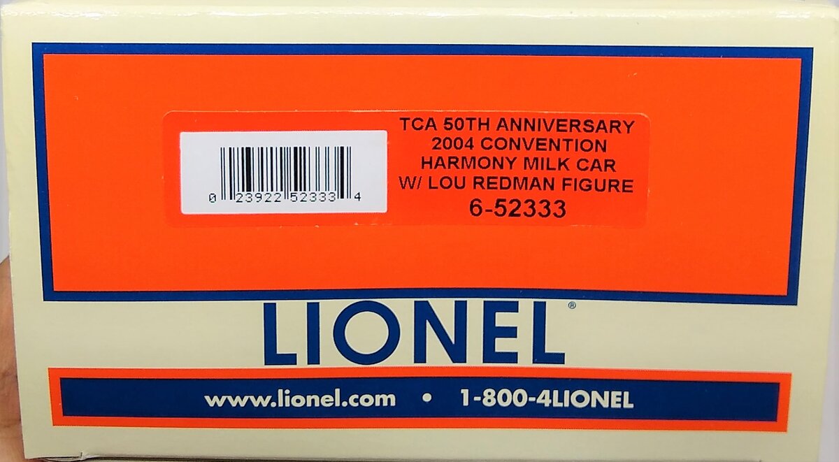 Lionel 6-52333 O Gauge Harmony Milk Car TCA 50th Anniversary w/Lou Redman Figure LN/Box