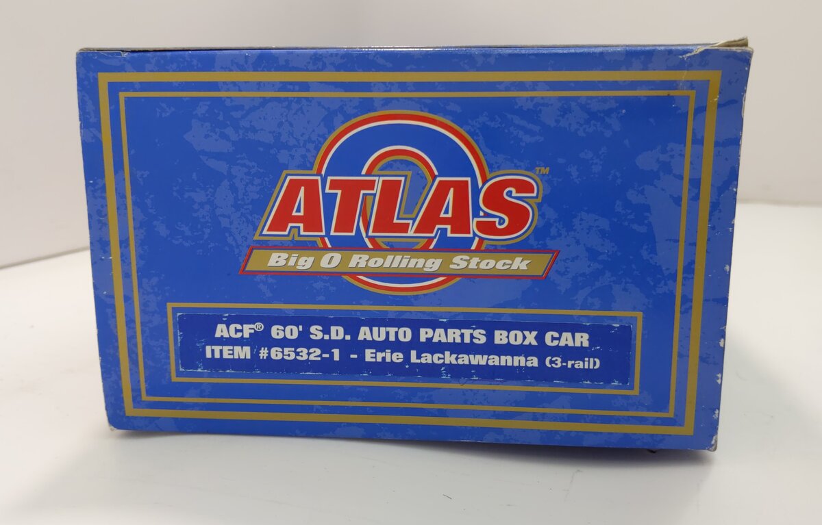 Atlas 6532-1 O Erie Lackawanna 60‘ Double Door Auto Parts Boxcar #68027 (3 Rail) EX/Box