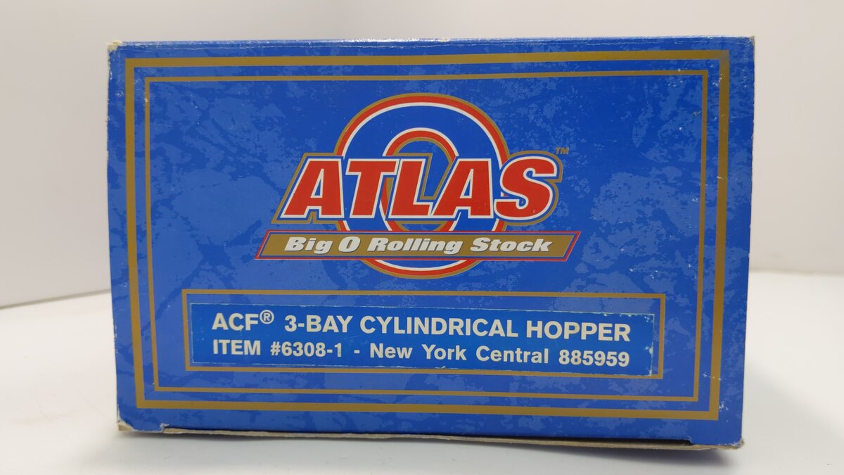 Atlas 6308-1 O New York Central 3-Bay Cylindrical Hopper #885959 (3 Rail) LN/Box