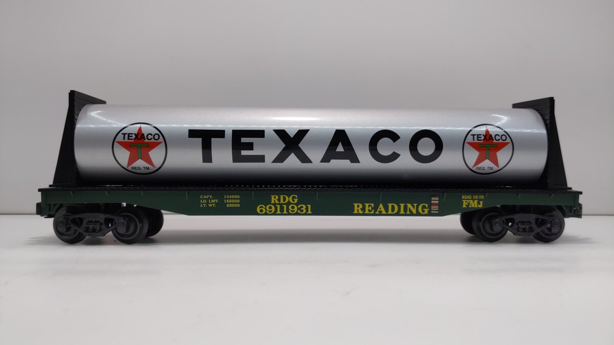 K-Line K691-1933 O Gauge Reading Flatcar W/ Texaco Tank #6911931 LN/Box
