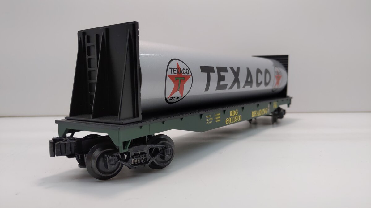 K-Line K691-1933 O Gauge Reading Flatcar W/ Texaco Tank #6911931 LN/Box
