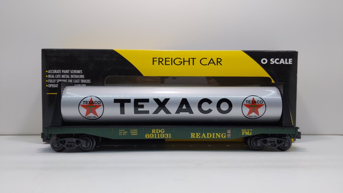 K-Line K691-1933 O Gauge Reading Flatcar W/ Texaco Tank #6911931 LN/Box