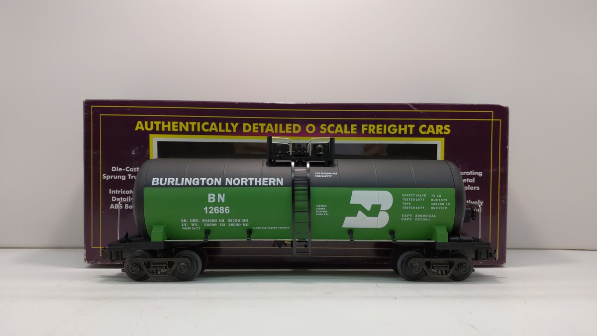 MTH 20-9200 O Burlington Northern Tank Car #12686 LN/Box