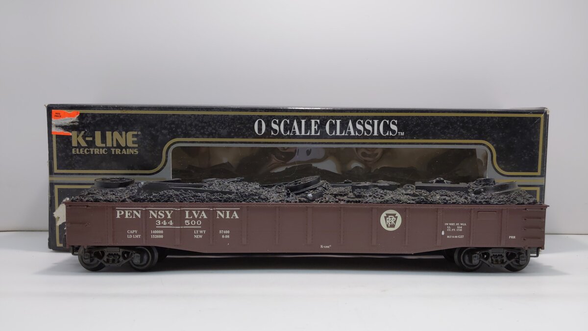 K-Line K652-1891 O Pennsylvania Railroad Gondola with Scrap Load #344500 LN/Box