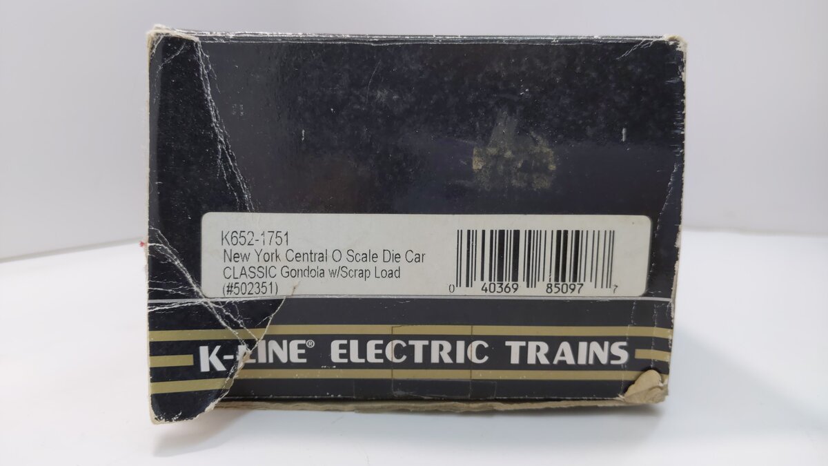K-Line K652-1751 O Gauge New York Central Gondola with Scrap Load #502351 LN/Box