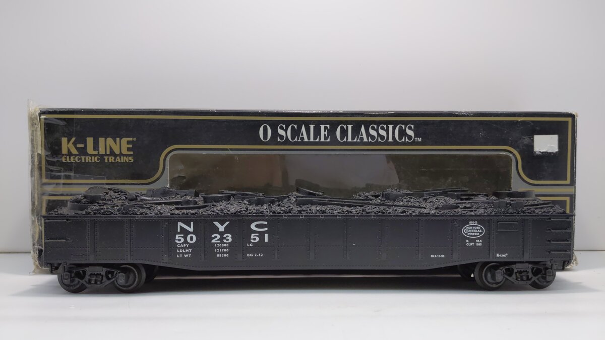 K-Line K652-1751 O Gauge New York Central Gondola with Scrap Load #502351 LN/Box