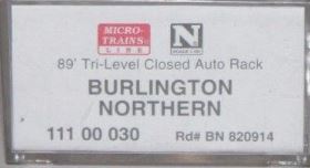 Micro-Trains 11100030 N BN 89' Tri-Level Closed Auto Rack #820914 LN/Box