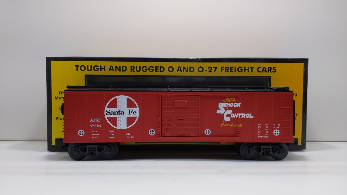 MTH 30-7406 O Gauge Santa Fe Semi-Scale "Super Shock Control" Boxcar #37625 LN/Box