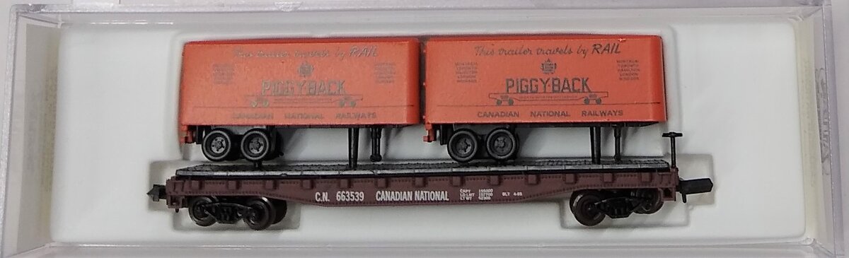 Atlas 3754 N Scale Canadian National Flatcar With 2 Piggyback