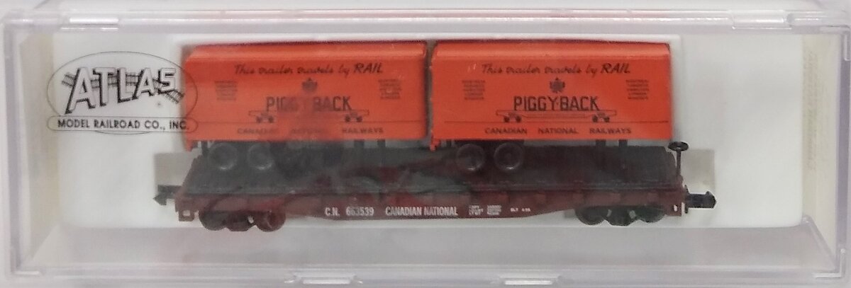 Atlas 3754 N Scale Canadian National Flatcar With 2 Piggyback