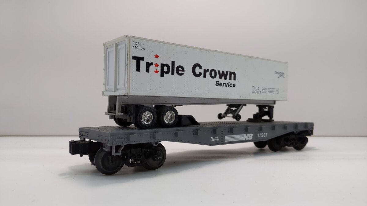 Lionel 6-17507 O Norfolk Southern Flatcar w/ Triple Crown Trailer #17507 LN/Box