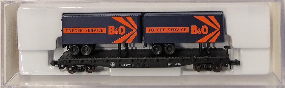 Atlas 37491 N Baltimore & Ohio Piggyback Flat Car w/ Two 24' Trailers NIB