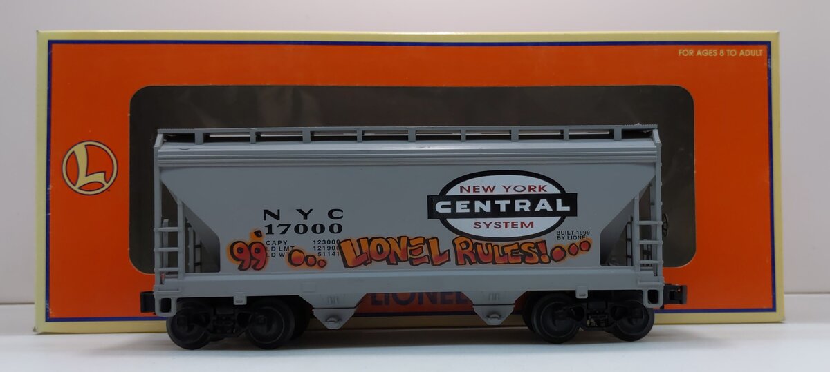 Lionel 6-17013 O Gauge New York Central Graffiti 2-Bay Covered Hopper #17000 LN/Box