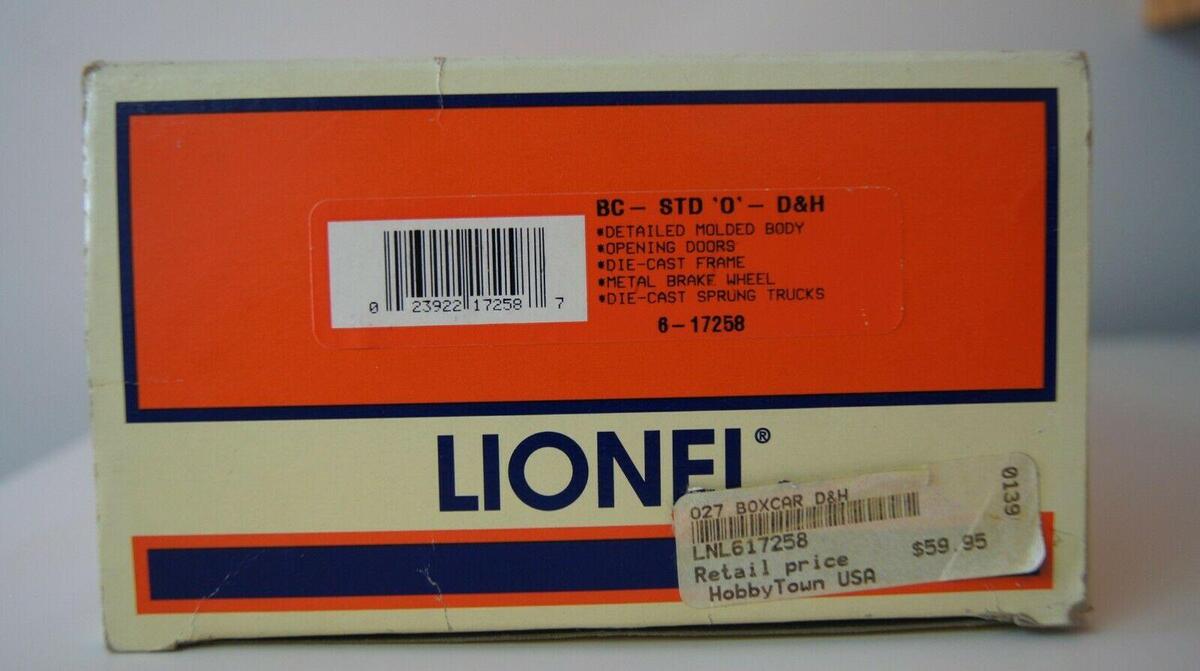 Lionel 6-17258 O Gauge Delaware & Hudson Standard Boxcar #29055 EX/Box