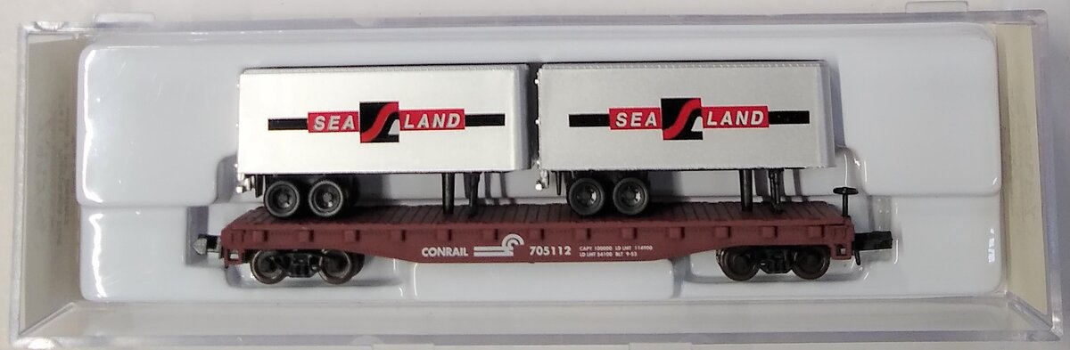 Atlas 37411 N Sea Land Piggyback Flat w/ Two 24' Trailers #705112 LN/Box