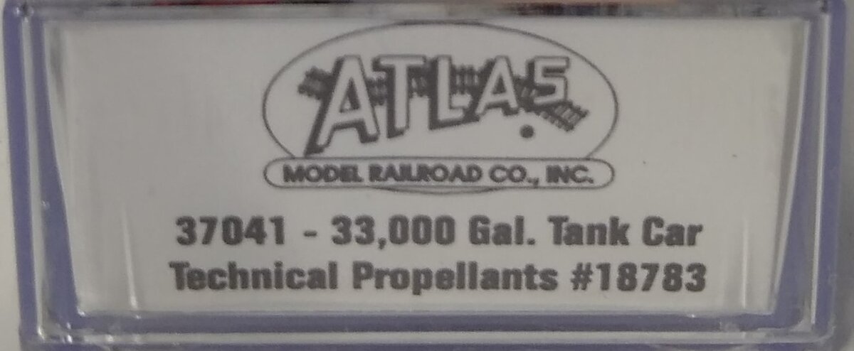 Atlas 37041 N Scale Technical Propellants 33K Gallon Tank Car #18783 LN/Box