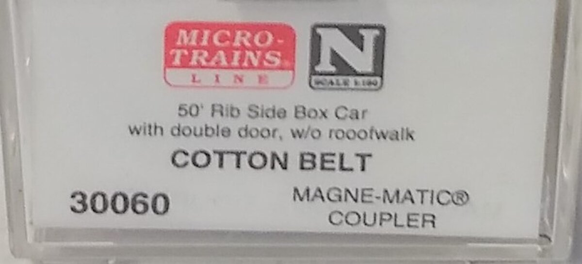 Micro-Trains 03000060 N Cotton Belt 50' Double Door Rib Side Boxcar #67317 LN/Box