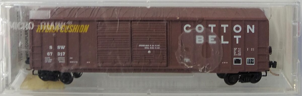 Micro-Trains 03000060 N Cotton Belt 50' Double Door Rib Side Boxcar #67317 LN/Box