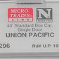 Micro-Trains 02000296 N Union Pacific 40' Standard Single Door Boxcar #193450 LN/Box