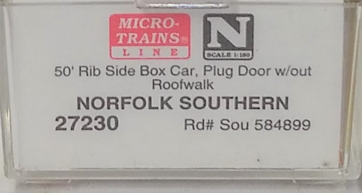 Micro-Trains 02700230 N Norfolk Southern 50' Plug Door Rib Side Boxcar #584899