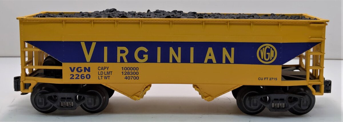 K-Line K621-44631 O Gauge Virginian Hopper w/Coal Load #2260 LN/Box