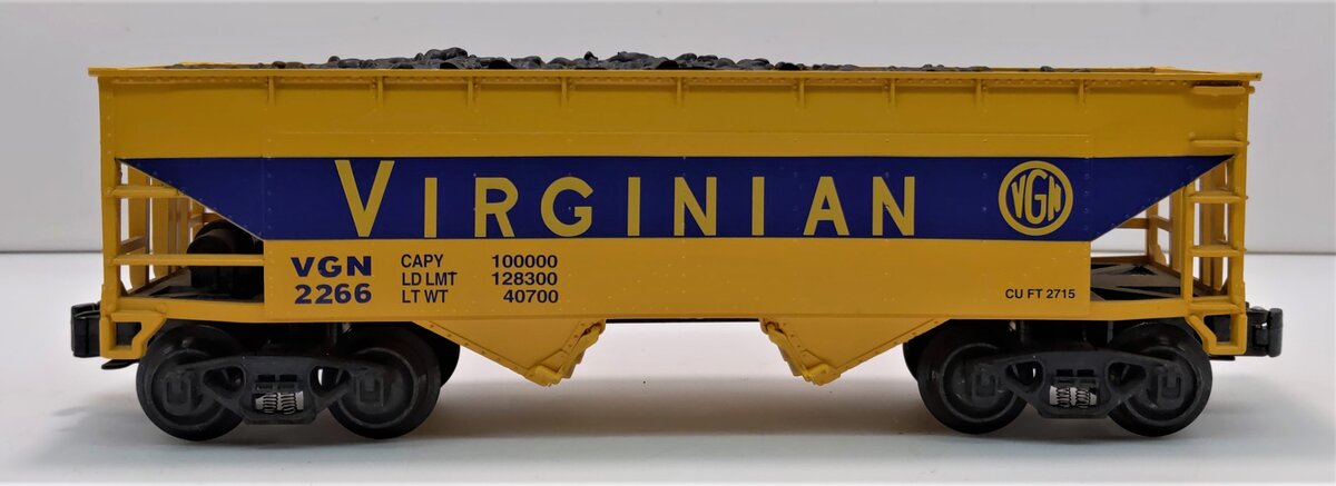 K-Line K621-44634 O Gauge Virginian Hopper w/Coal Load #2266 LN/Box