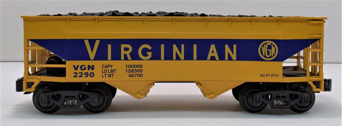 K-Line K621-44635 O Gauge Virginian Hopper w/Coal Load #2290 LN/Box