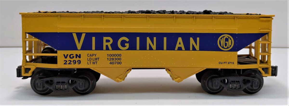K-Line K621-44636 O Gauge Virginian Hopper w/Coal Load #2299 LN/Box