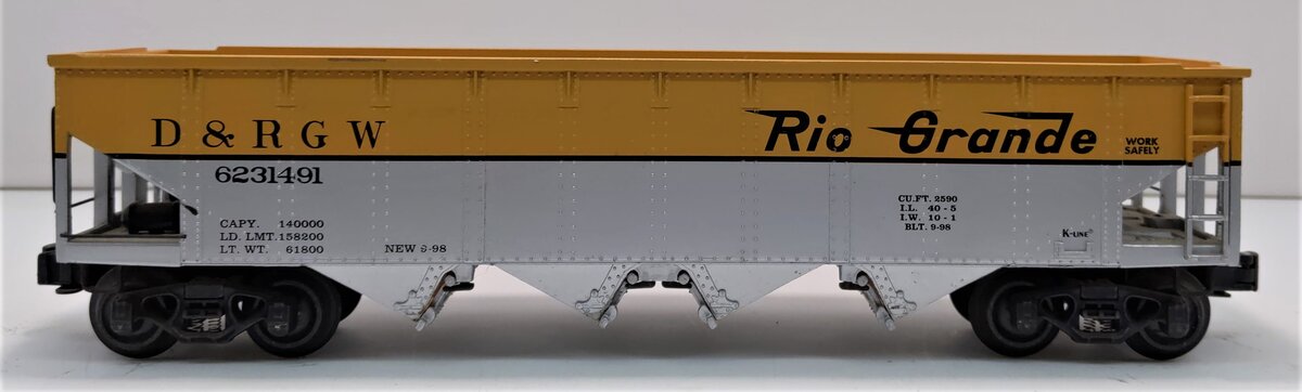 K-Line K623-1491 O Gauge Denver & Rio Grande Western Diecast Hopper LN/Box