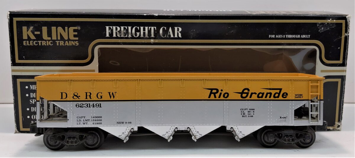 K-Line K623-1491 O Gauge Denver & Rio Grande Western Diecast Hopper LN/Box