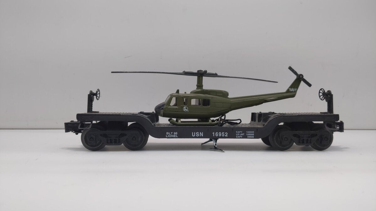 Lionel 6-16952 O Gauge US Navy Flatcar with Ertl Helicopter #16952 NIB