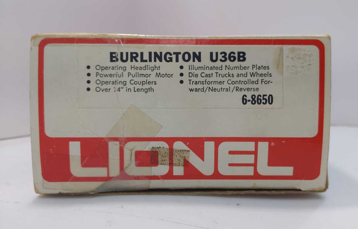 Lionel 6-8650 O Burlington Northern U36B Powered Diesel Locomotive #8650 NIB