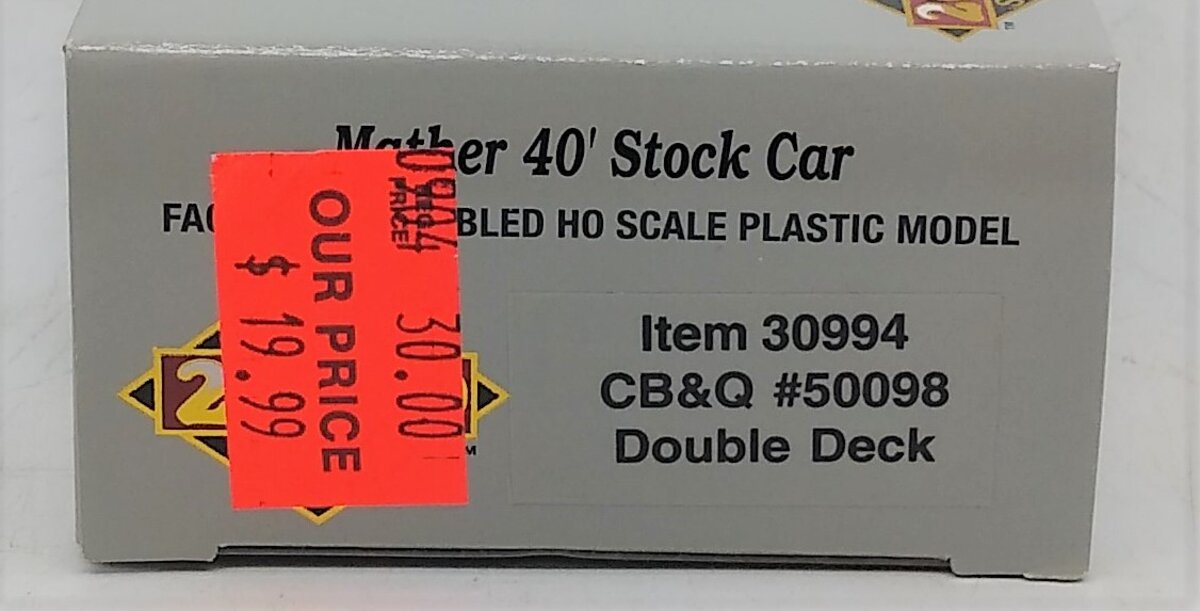 Proto 2000 30994 HO Chicago Burlington & Quincy Mather 40' Stock Car #50098 LN/Box