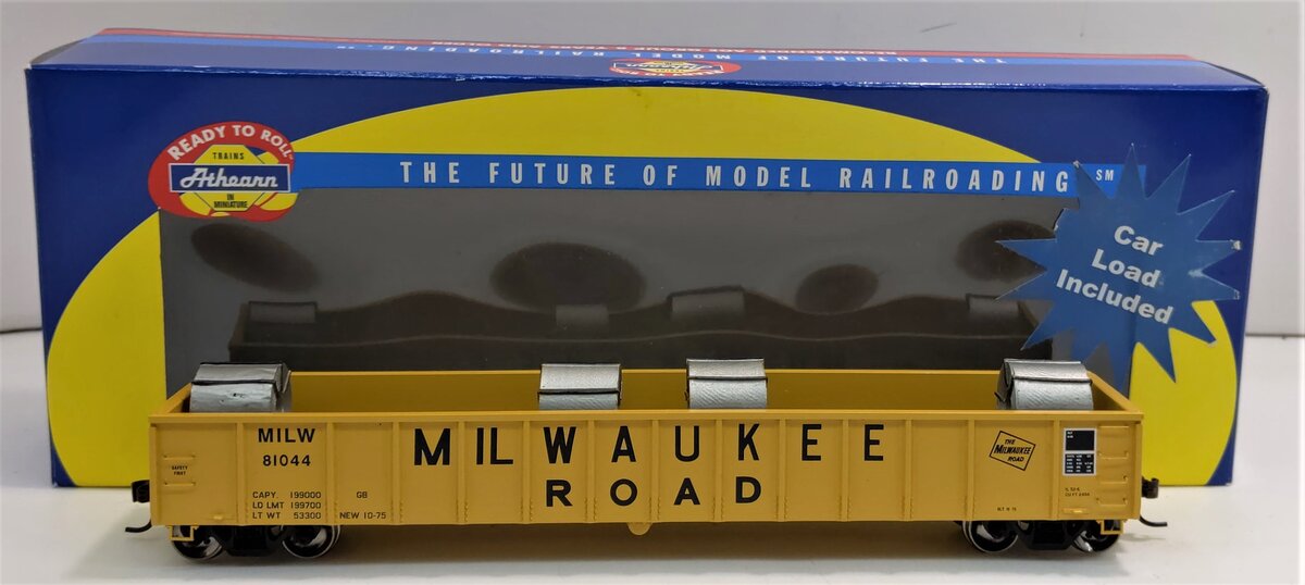 Athearn 92831 HO Milwaukee Road 52' Mill Gondola w/Coil Load #81044