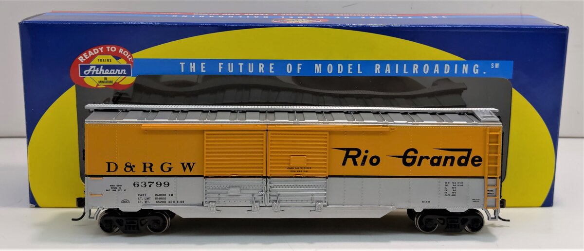 Athearn 92442 HO D&RGW 50' Double Door Box Car #63799 NIB