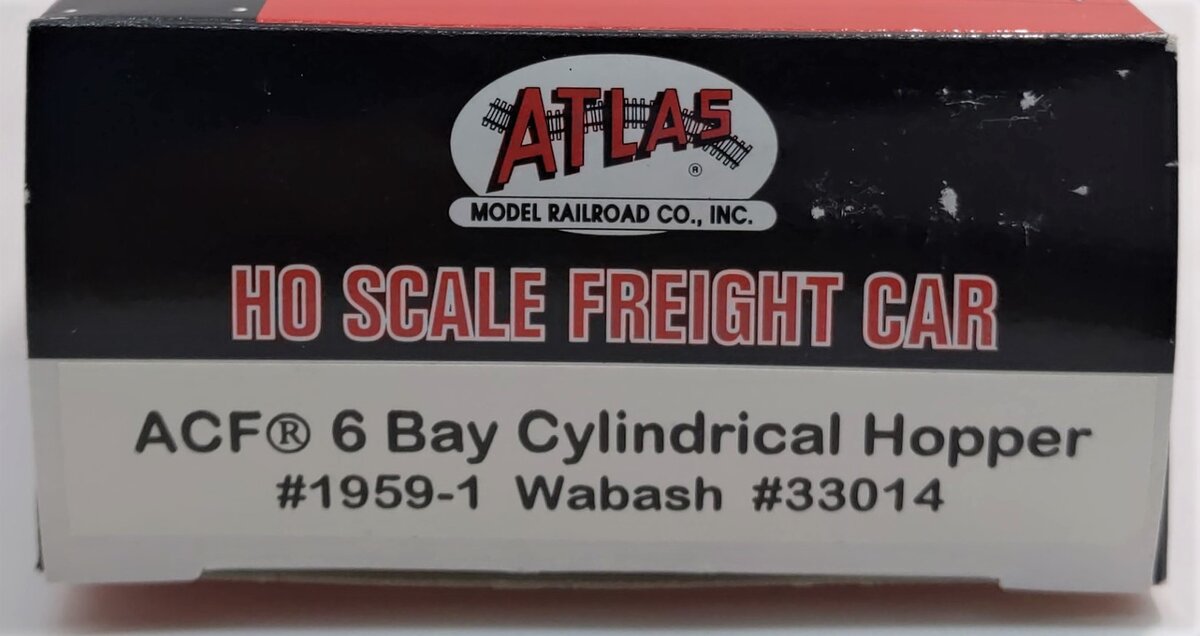 Atlas 1959-1 HO Wabash ACF 6-Bay Cylindrical Hopper #33014 LN/Box