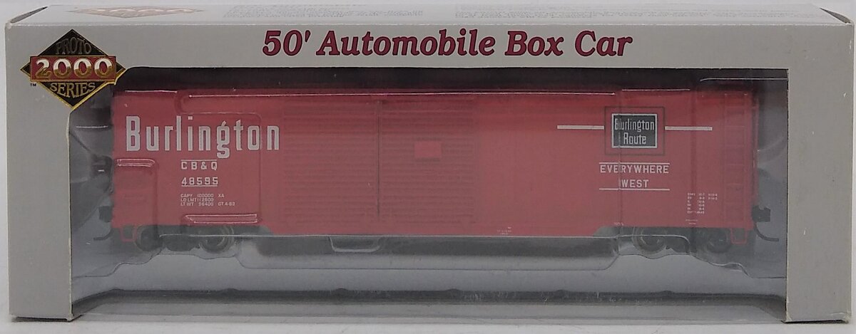 Proto 2000 30327 HO Scale Burlington Route 50' Automobile Box Car #48595 LN/Box