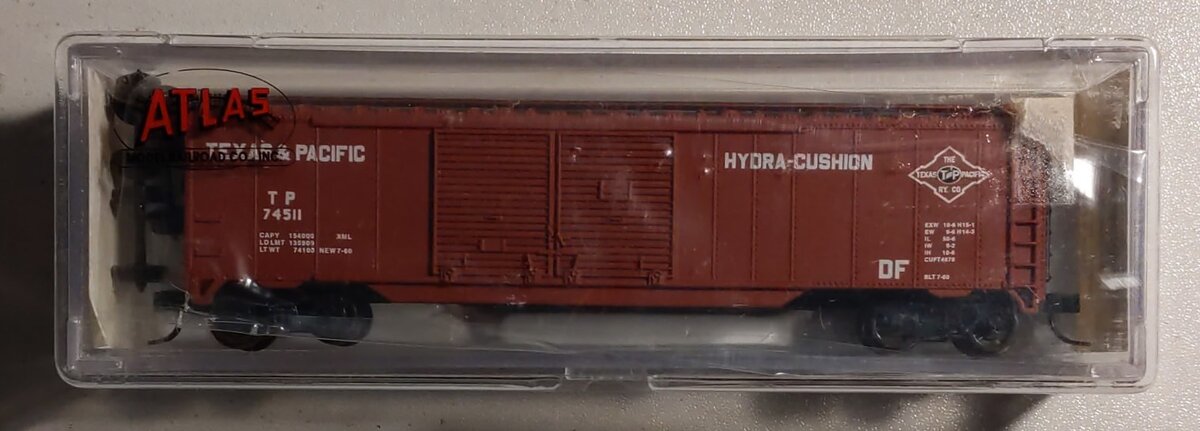 Atlas 36341 N Scale Texas & Pacific 50' Box Car #74511 LN/Box