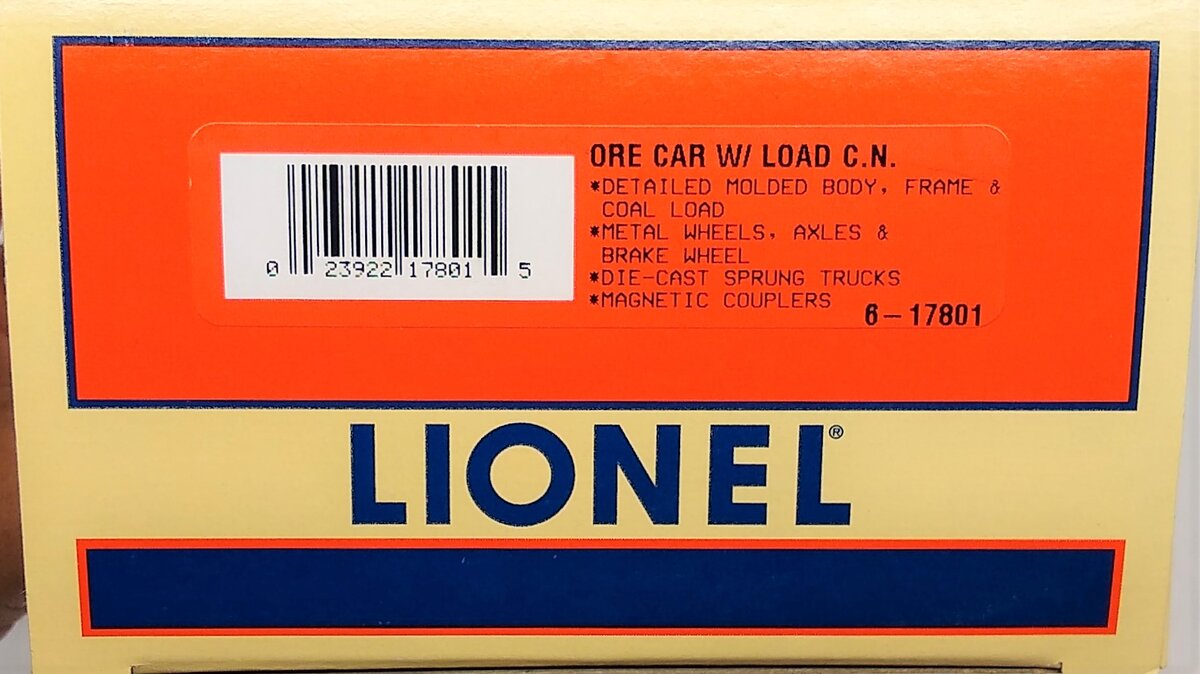 Lionel 6-17801 O Gauge Canadian National Ore Car #345165 w/ Ore Load LN/Box