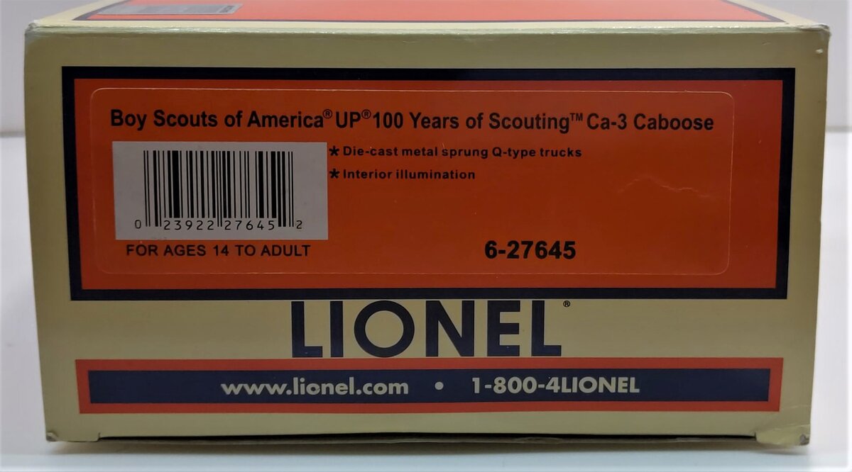Lionel 6-27645 O-27 Union Pacific Boy Scouts Ca-3 Caboose LN/Box